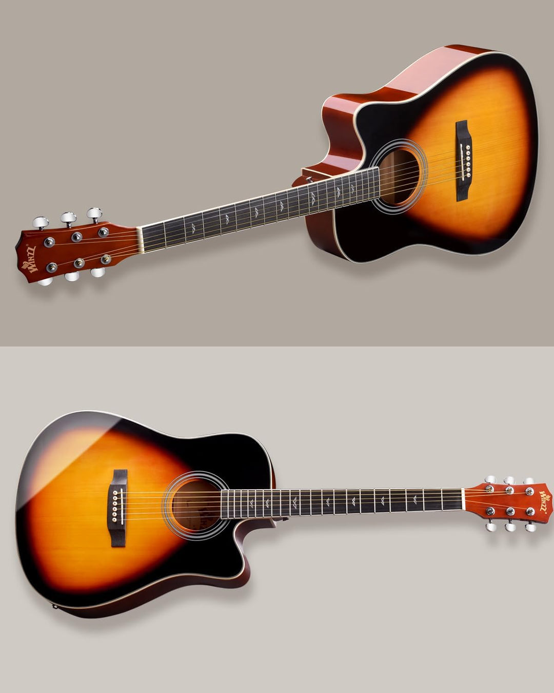 Winzz 4/4 Elektro-Akustische Gitarre, Westerngitarre Set Erwachsene Anfänger, Akustikgitarre 41 Zoll