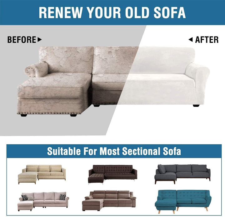 ShowyLive Sofa Überzug Couch Überzug 2er Set für Ecksofa L-Form Sofabezug 3 Sitzer+3 Sitzer, mit 2 S