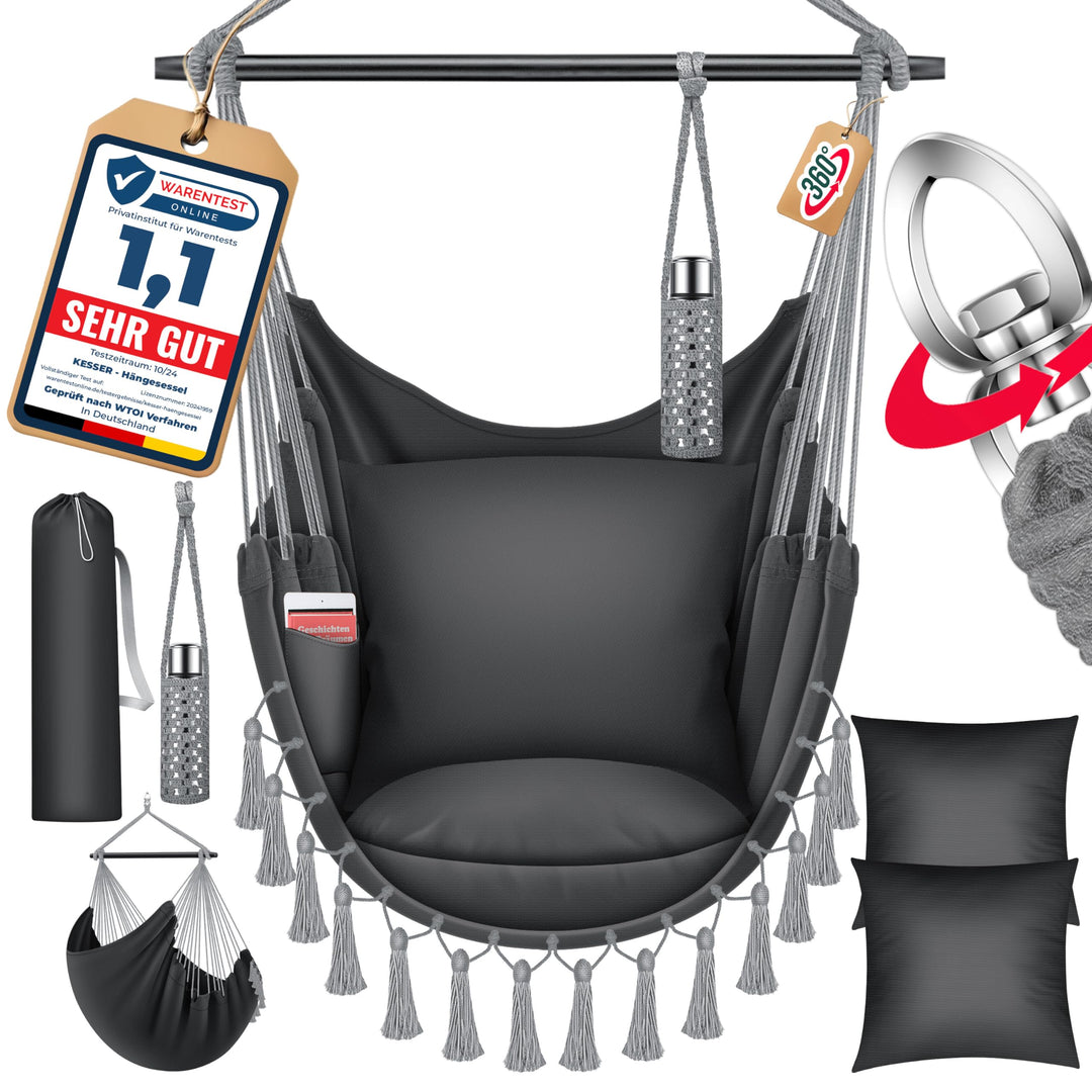 KESSER® Hängesessel Safari XXL Hängestuhl für Erwachsene & Kinder Hängematte bis 150 kg Hängesitz Au
