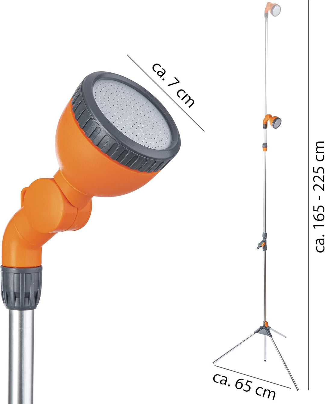 ONVAYA Gartendusche mit Stativ & Erdspiess | höhenverstellbar von 165 cm bis 225 cm | Duschstrahl st