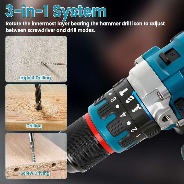 80 Nm bürstenloser Akku-Schlagbohrer, kompatibel mit Makita 18-V-Akku, 1/2-Zoll-Hammerbohrer, 2100 U