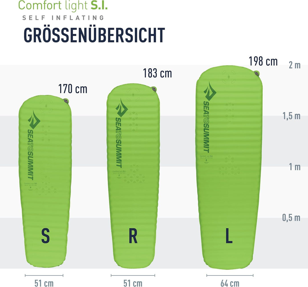 SEA TO SUMMIT - Comfort Light Self Inflating Isomatte - rutschfeste Schlafmatte - Delta Core-Technol