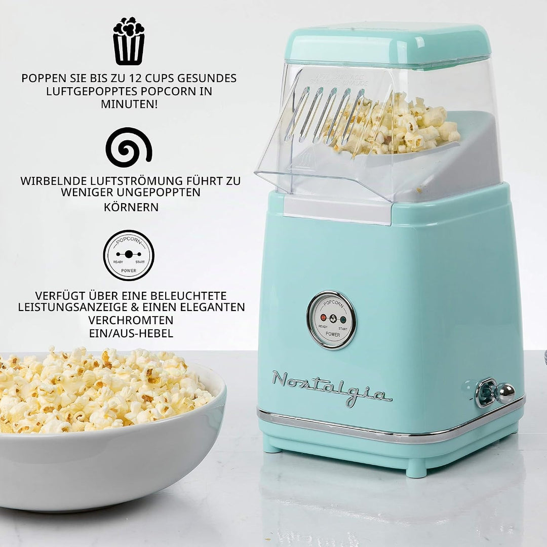 Nostalgia CLHAP12AQ Classic Retro Healthy Heissluft-Tisch-Popcorn-Maker, macht 12 Tassen, mit Kernel
