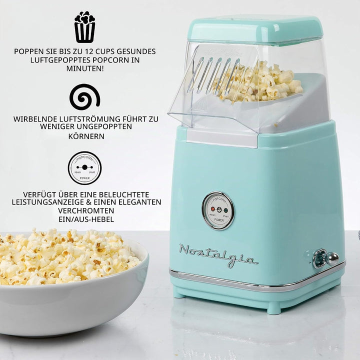 Nostalgia CLHAP12AQ Classic Retro Healthy Heissluft-Tisch-Popcorn-Maker, macht 12 Tassen, mit Kernel