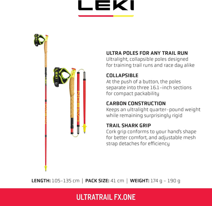 LEKI Ultratrail FX.One Trailrunningstöcke 110 cm bright red-black-neonyellow, 110 cm bright red-blac