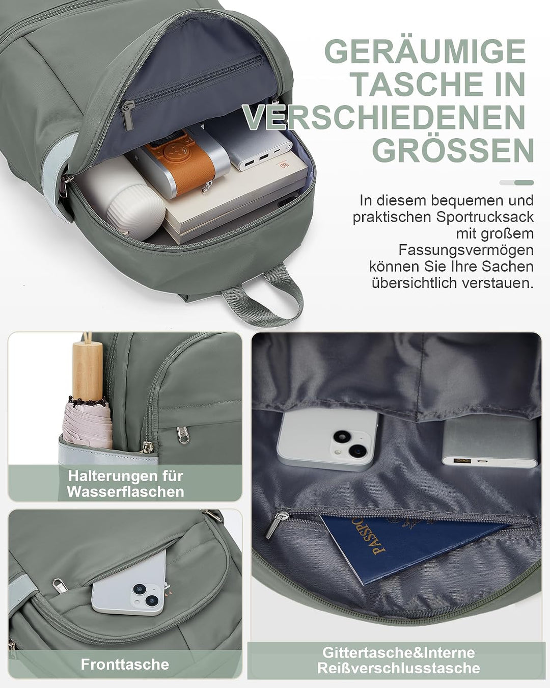 suradar Sportrucksack Damen Grosser Reiserucksack mit Schuhfach und Nasstasche für Damen Herren Lapt