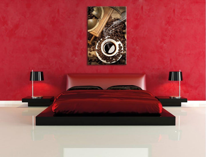 Pixxprint Kaffee Cappucino als Leinwandbild/Grösse: 100x70 / Wandbild/Kunstdruck/fertig bespannt, 10