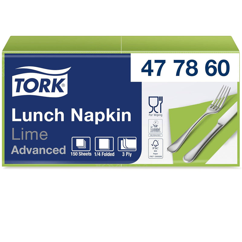 Tork 477860 Soft Lunchservietten Limone / 3lagige, saugfähige Papierservietten in Hellgrün / Vielfäl