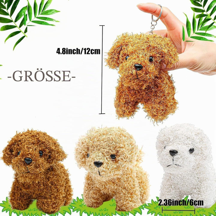 ANBOOR 3 Kleine Kuscheltiere 12cm Süsses Hündchen-Plüsch-Stofftier Mit Schlüsselanhänger Für Partyge