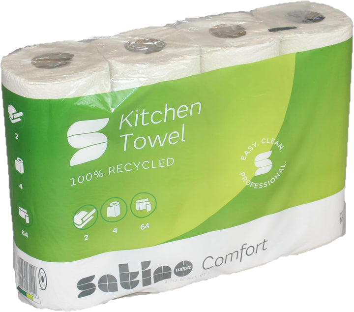 Satino by WEPA Comfort Küchenrolle 2lagig I 8x4 Rollen in der Grosspackung I Recycling I 167050 32 S