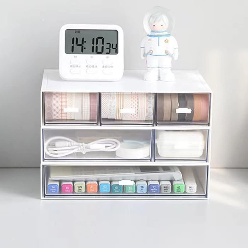3 Stück Schreibtisch Organizer mit 6 Schubladen, Stapelbare Schubladenbox, Schreibtisch Organisation