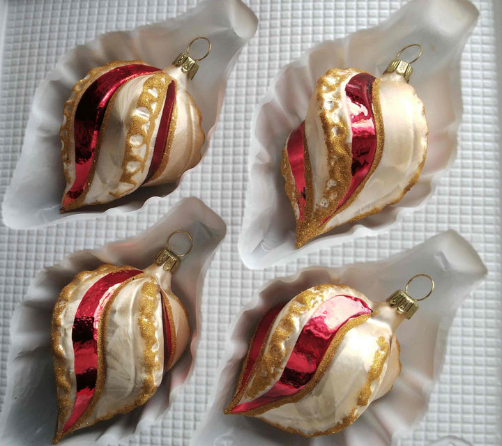 Tradition - gedrehte Rillenform 4er Set Christbaumschmuck Hängende Ornamente Glas Weihnachtliche Dek