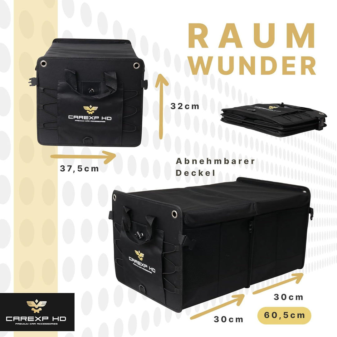Kofferraum Organizer mit Deckel - Faltbare Kofferraumtasche als praktischer Auto Organizer inkl. Sei