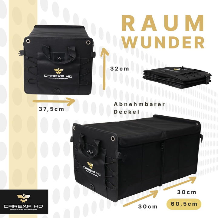 Kofferraum Organizer mit Deckel - Faltbare Kofferraumtasche als praktischer Auto Organizer inkl. Sei