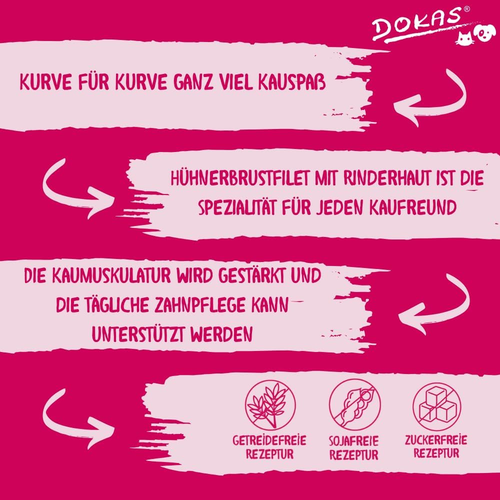 DOKAS Getreidefreier Premium Kausnack für Hunde – Ideal für zwischendurch 8 x 110 g Single, Single