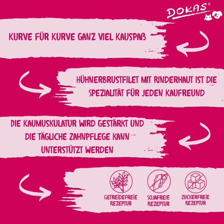 DOKAS Getreidefreier Premium Kausnack für Hunde – Ideal für zwischendurch 8 x 110 g Single, Single