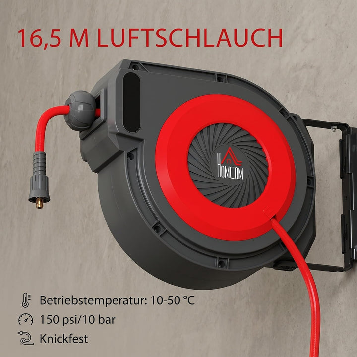 HOMCOM Automatik Druckluftschlauchtrommel 15m+1,5m Druckluftschlauch