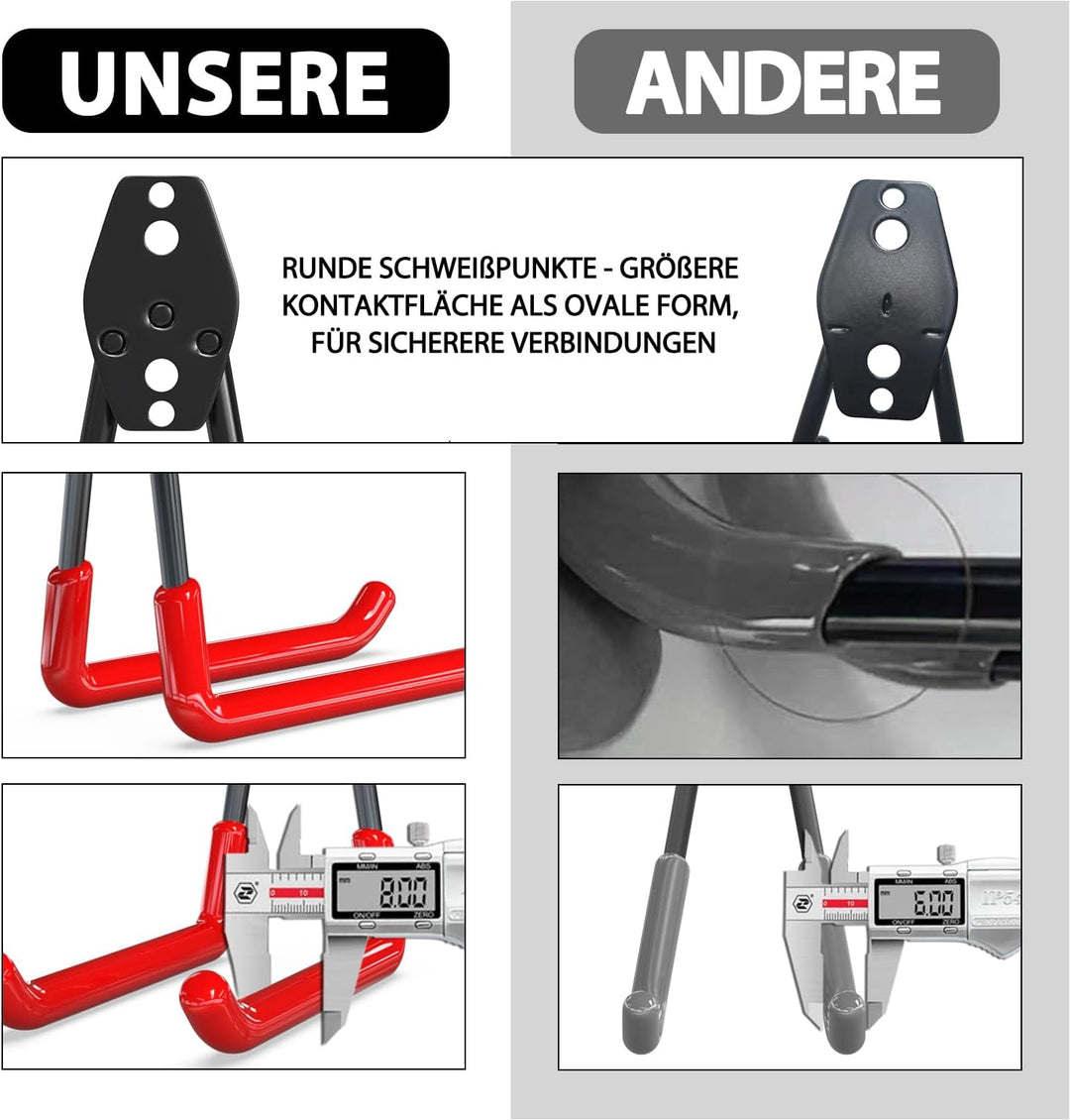 3-H 14 Stück Wandhaken Garage Haken Schwerlast Doppelhaken Multi Grösse Garage Storage Hooks für Lei