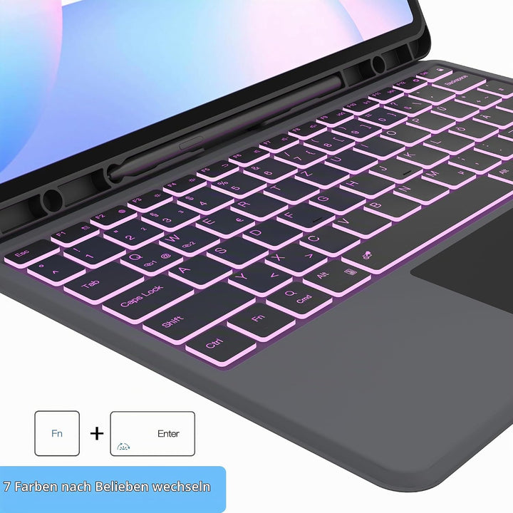 für Samsung Galaxy Tab S10 FE+ Plus 13.1 Zoll Hülle mit Tastatur: Tab S10fe+ Plus 2025 Deutsches QWE