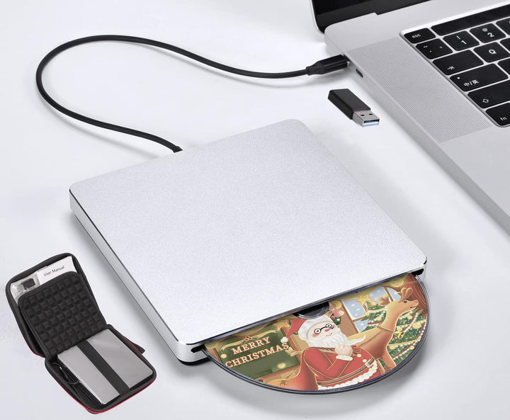 NOLYTH Externes CD Laufwerk für Laptop, DVD Laufwerk Extern für Mac MacBook, Slot-in Externe Optisch