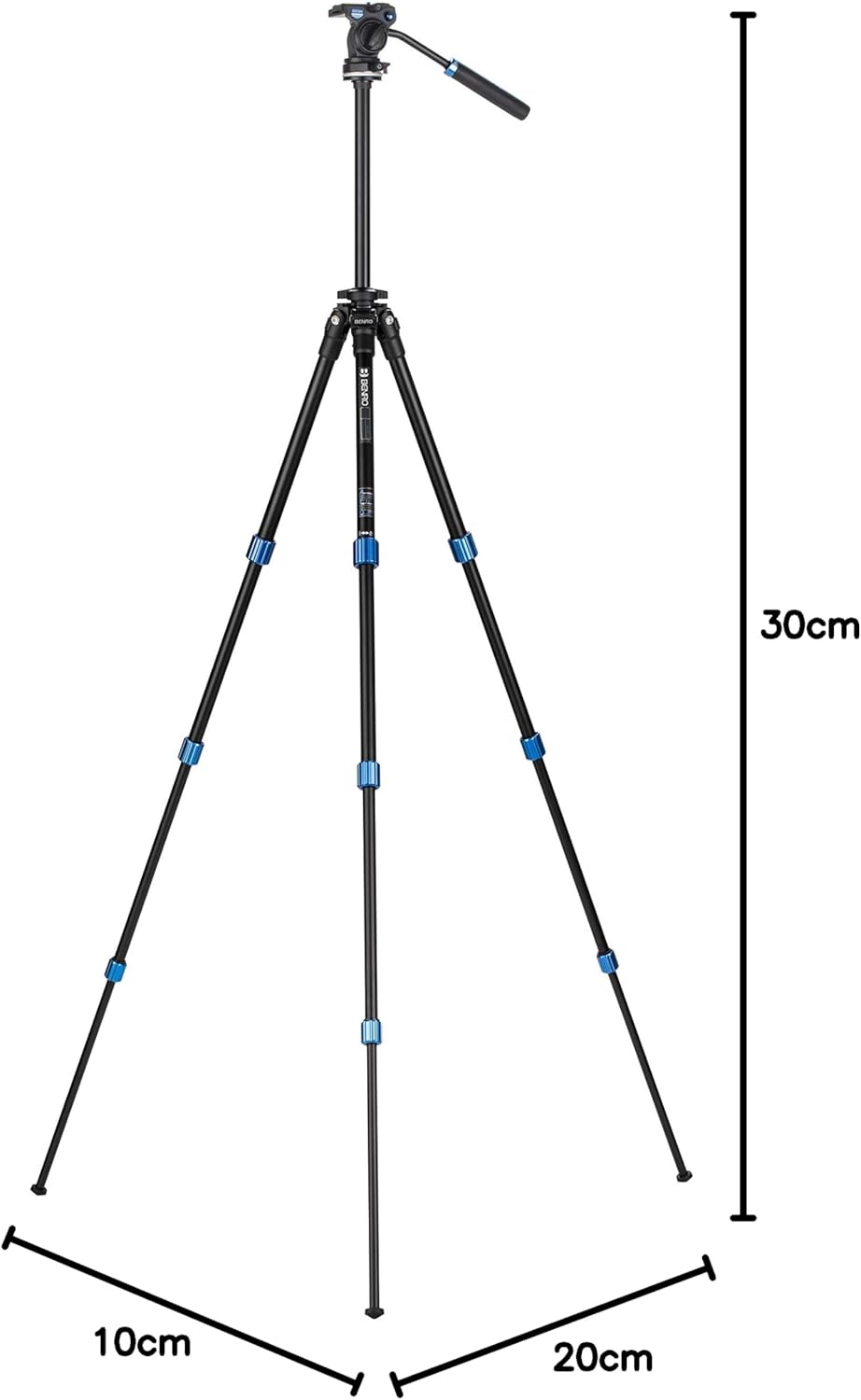 BENRO Kit Trepied Slim Vidéo + Tête S2C - TSL08AS2CSH Aluminium, Aluminium