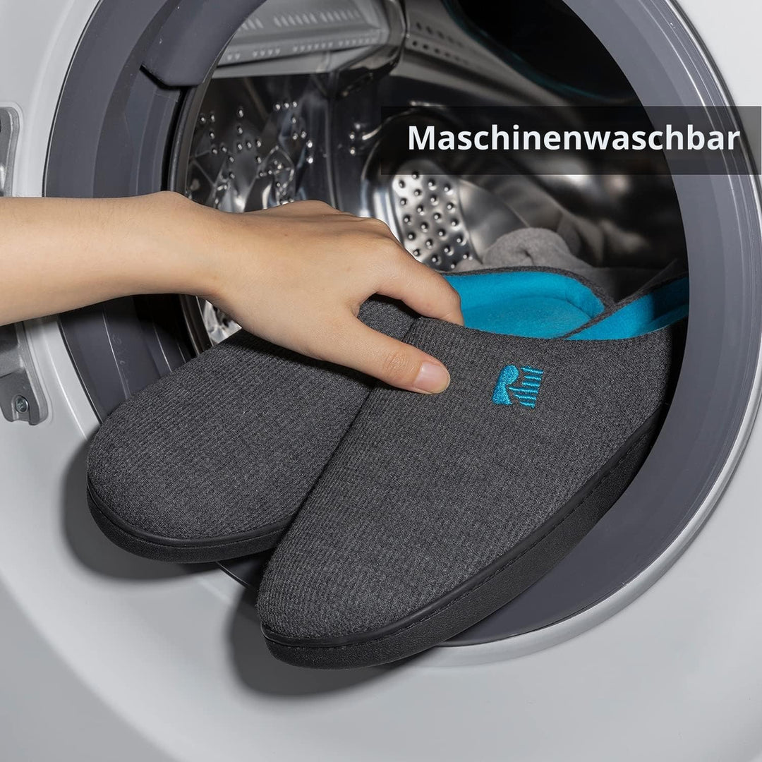 RockDove Herren Original Zweifarbige Hausschuhe mit Rückstellschaum 42/43 EU Dunkelgrau Blau, 42/43