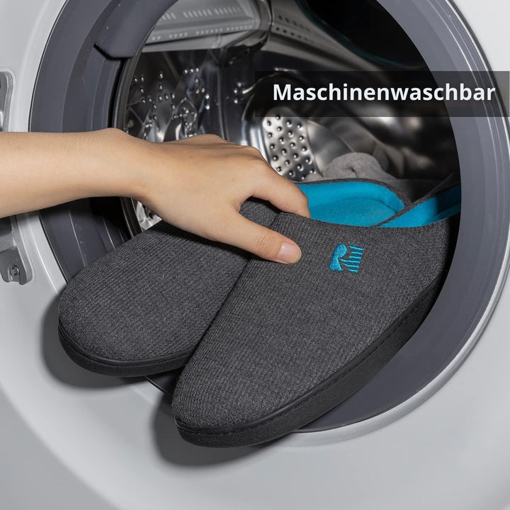 RockDove Herren Original Zweifarbige Hausschuhe mit Rückstellschaum 42/43 EU Dunkelgrau Blau, 42/43