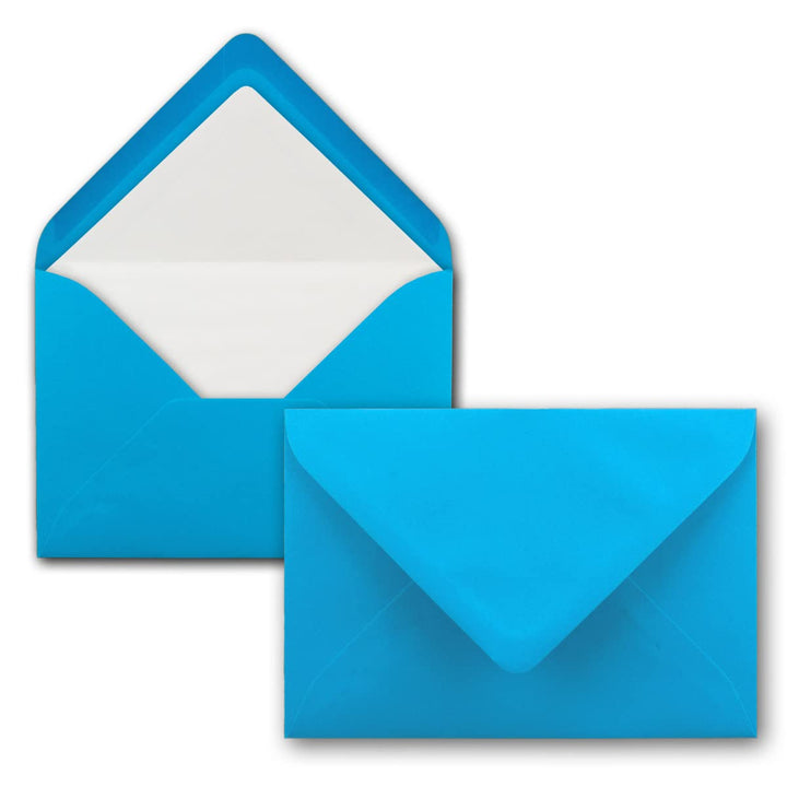 250 Briefumschläge Azurblau (Blau) - DIN C6 - gefüttert mit weissem Seidenpapier - 100 g/m² - 11,4 x