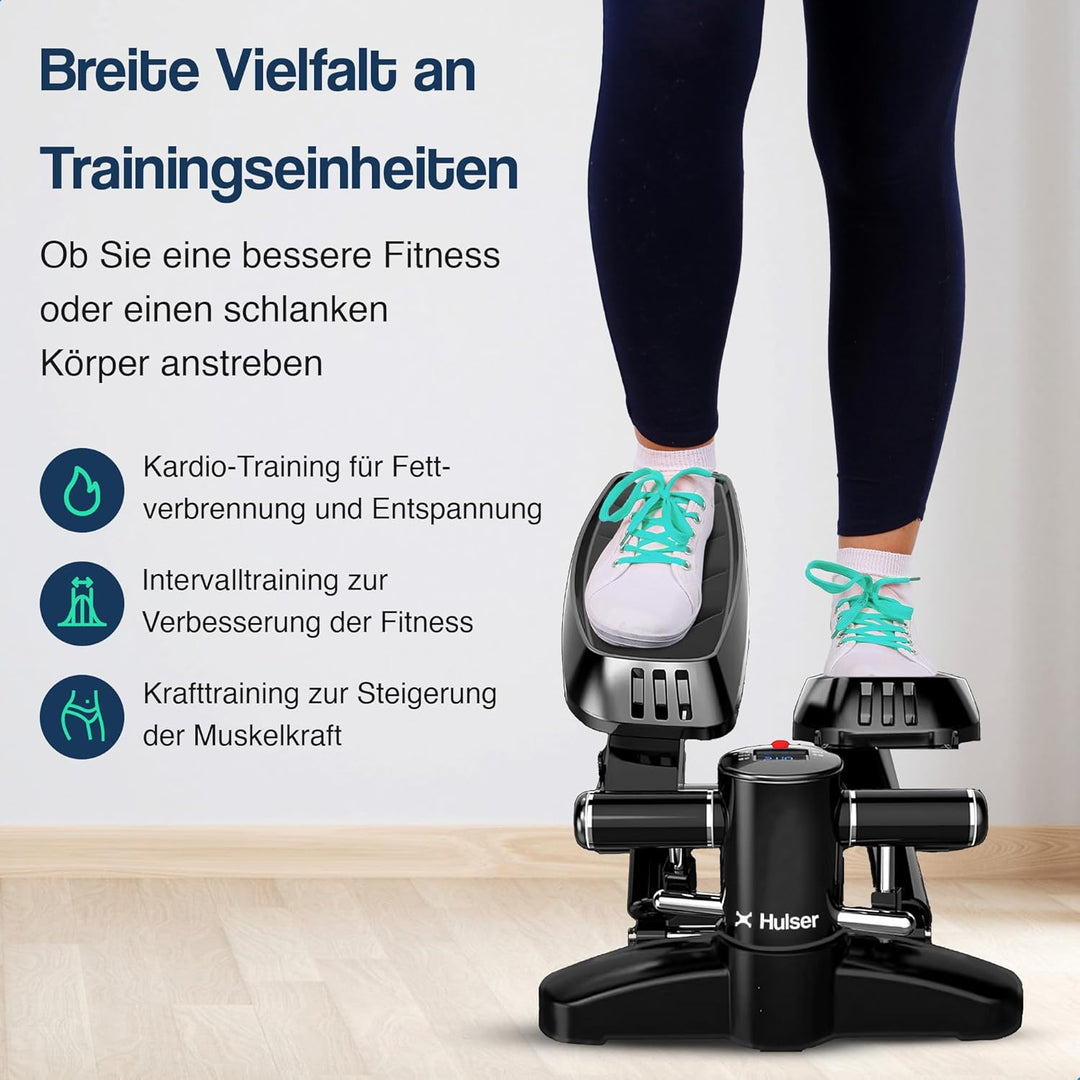 Hulser 2-in-1 Stepper für Zuhause mit Display - Ganzkörpertrainer mit Widerstandsbändern &amp; Griffen -