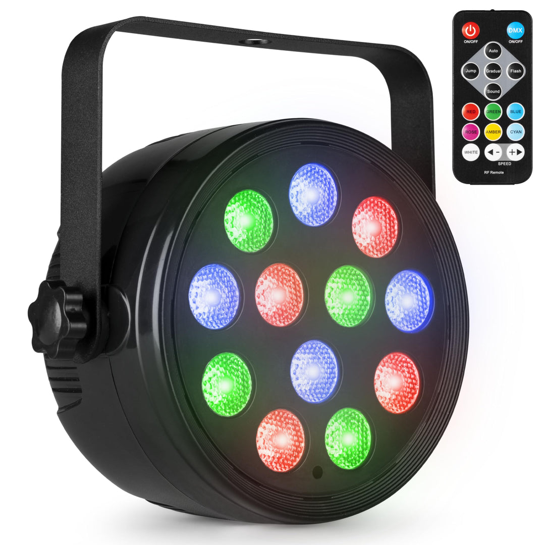 Fuzzix PLF12 - LED Par Strahler - 12x 2 Watt LEDs - Discolicht Partylicht, RGB Strahler mit Fernbedi