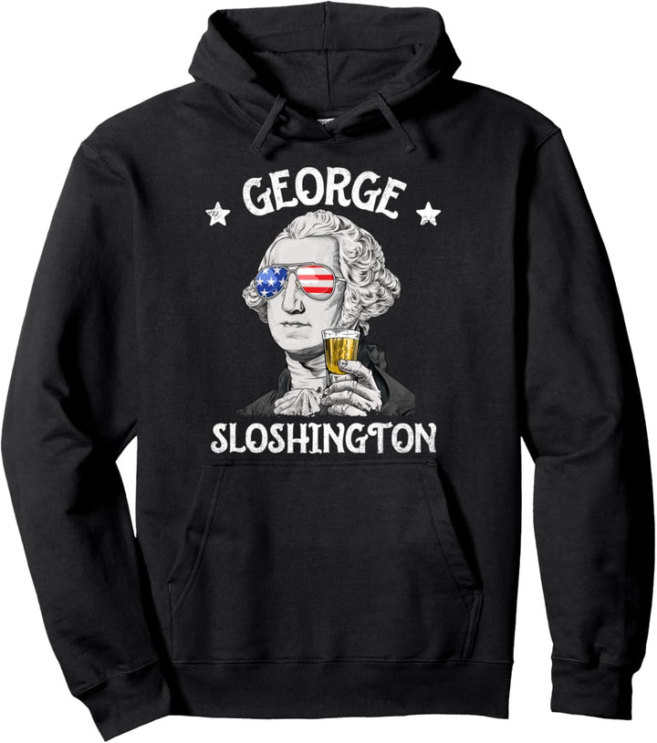 George Sloshington Washington 4th Of July Men Women USA Flag Pullover Hoodie