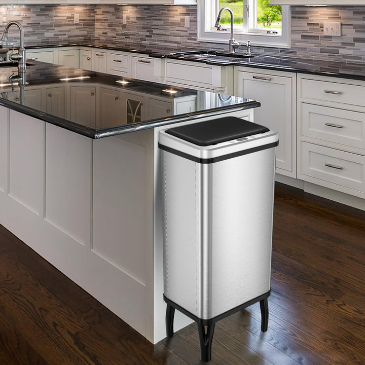 Gardtech 60 Liter Mülleimer Küche mit Sensor - Abfalleimer mit Bewegungssensor - Klemmring für Müllb