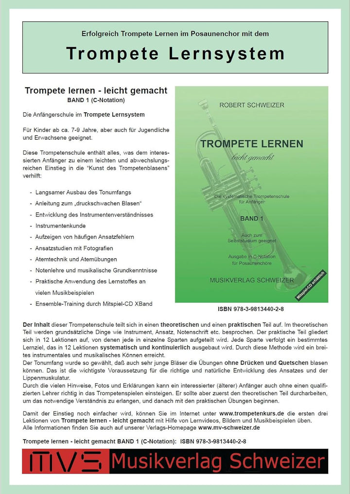 Trompetenmethode - Trompete lernen leicht gemacht - Band 1 (C-Dur) - Trompetenschule für Anfänger im