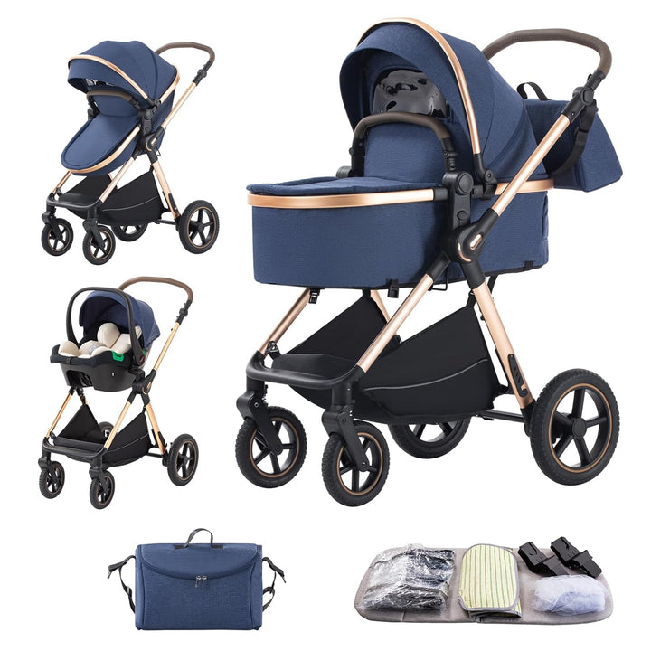BEBBY Kinderwagen, Standard-Kinderwagen, Kinderwagen 3 in 1,Kinderwagen mit Faltbarem Tragbarem für