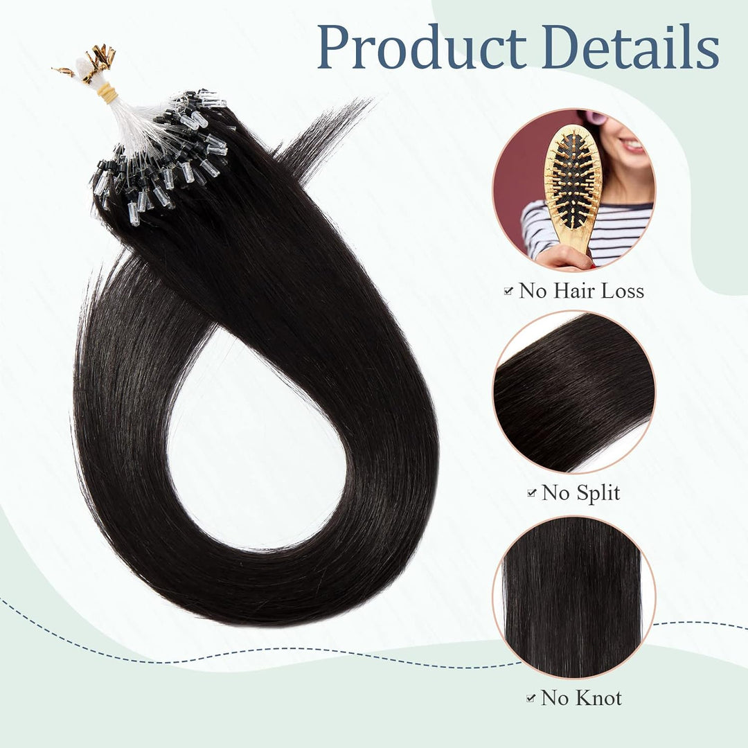 Haarverlängerung Extensions Echthaar Loop Extensions Natürlich Glatt Haarteil 7A Human Hair 0,5g/Str