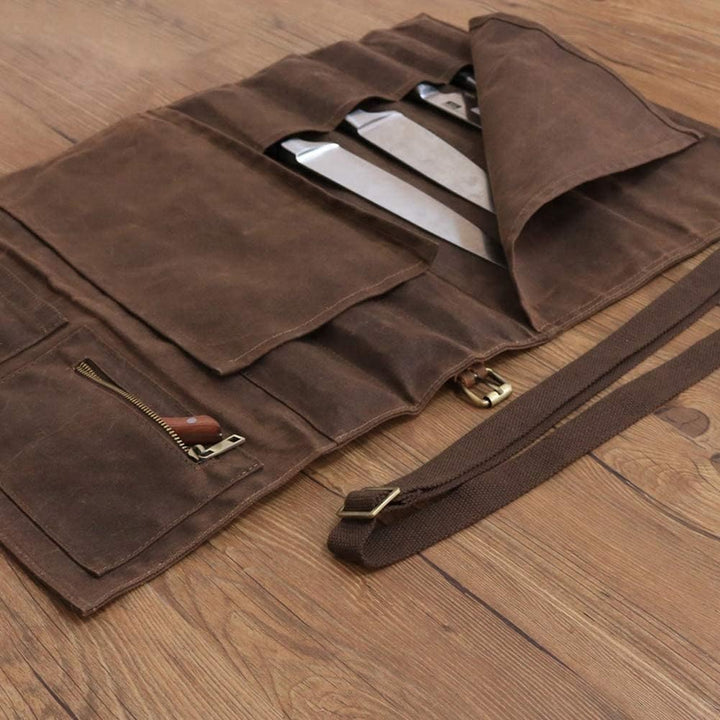 Messertasche,Messer-Rolltasche Kochmesser Rolltasche Messerkoffer mit 8 Fächern für Messer und Löffe