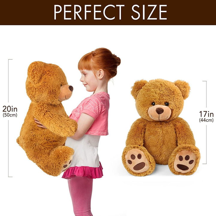 LotFancy Teddybär Kuscheltier 50cm, Plüschtier Stofftier Teddy, Süsses Geschenk für Kinder Mädchen F