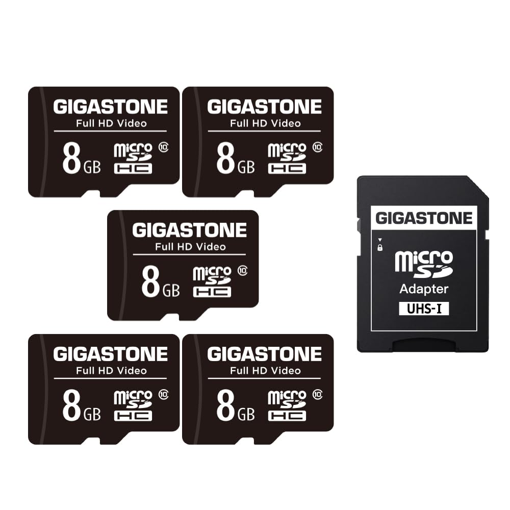 Gigastone 8 GB Speicherkarte, 5 Stück, hohe Lesegeschwindigkeit von bis zu 80 MB/s, ideal für Laptop