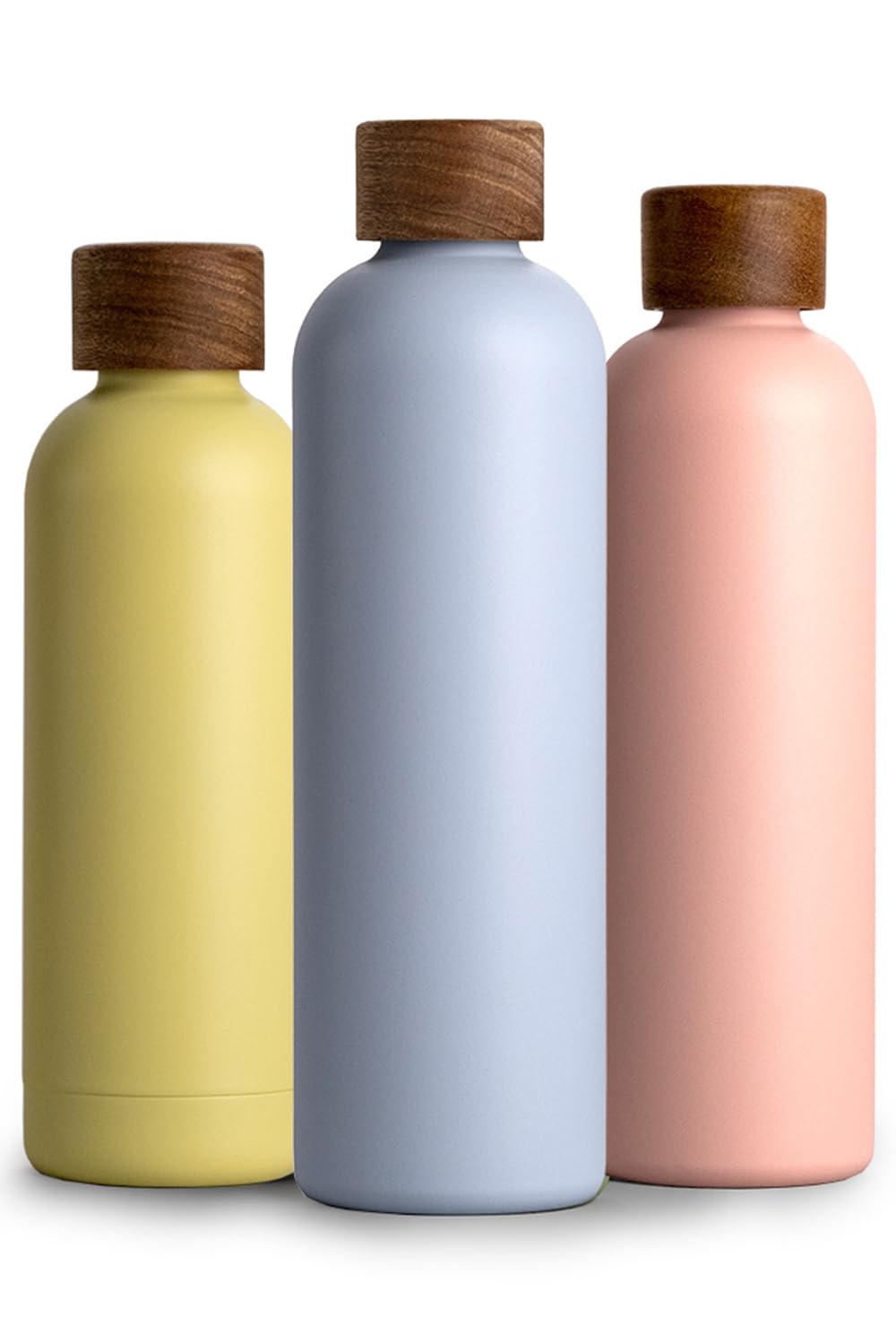T&amp;N Edelstahl Trinkflasche 1 Liter, Thermosflasche 1l mit Akazienholz Deckel, Isolierte Wasserflasch