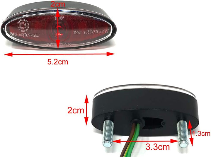 Alchemy Parts Motorrad Mini Stopp Rücklicht LED für Projekt Motorrad & Roller - Rot Linse, Rot Linse