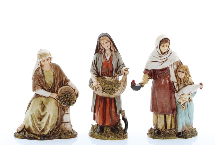 Moranduzzo Set mit 3 Bäuerinnen für Krippe 10 cm Massstab 1:20 – Standard 10 – Unzerbrechliche Figur