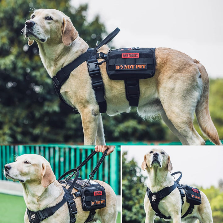 OneTigris Service Hundegeschirr, Guardian Geschirr mit 3 Edelstahl D-Ringen und Grosser Kapazität Ta