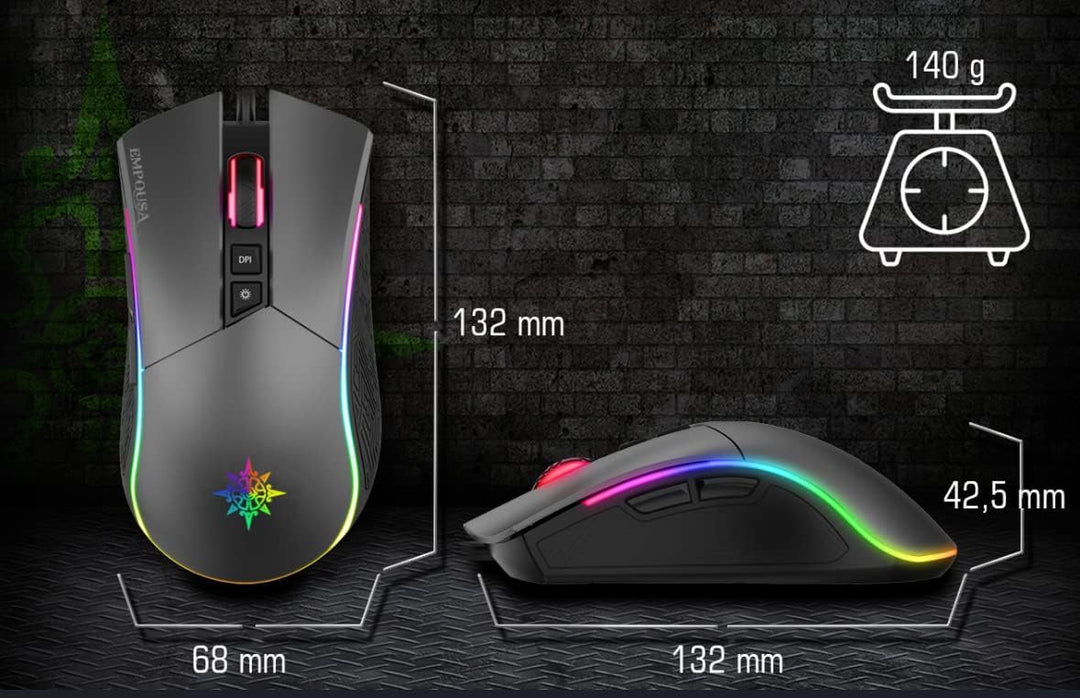 Inca IMG-GT19 PRO Optisch Gaming Maus 4800 DPI RGB-Logo-Effekt