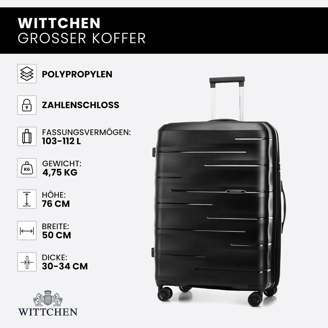 WITTCHEN ARCO Line | Grosser Koffer Reisekoffer | Leichtes Gepäck Polypropylen TSA-Schloss Teleskopg