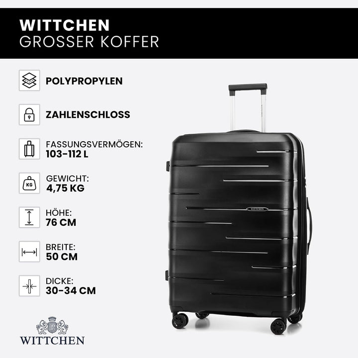 WITTCHEN ARCO Line | Grosser Koffer Reisekoffer | Leichtes Gepäck Polypropylen TSA-Schloss Teleskopg