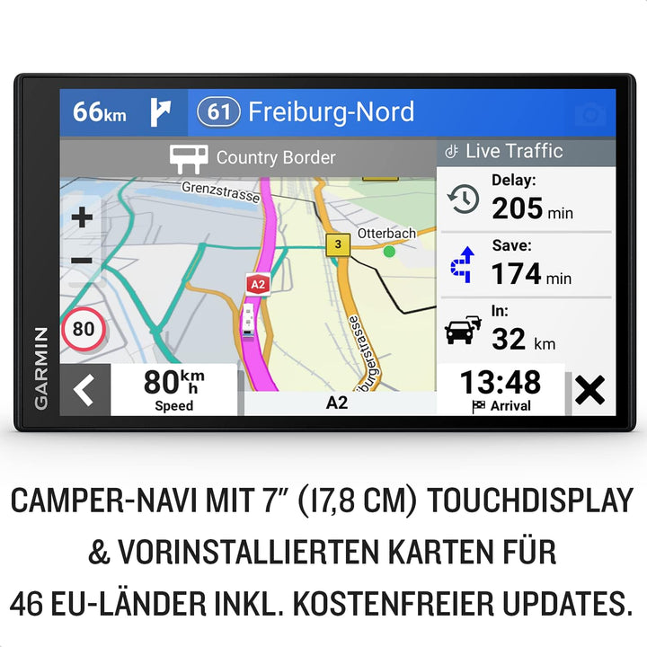 Garmin Camper - Navigationsgerät mit 7“ (17,8 cm) Display für Wohnmobile/Wohnwagen, vorinstallierten