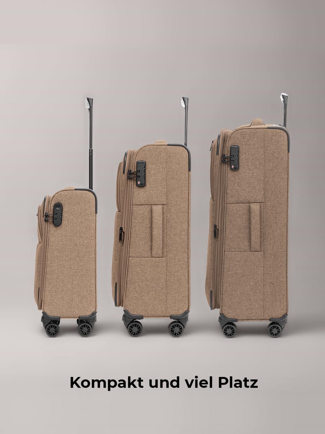 REDOLZ Koffer-Set 3-teilig für Damen & Herren | leichte & stabile Reise-Trolleys, hochwertiges Softc