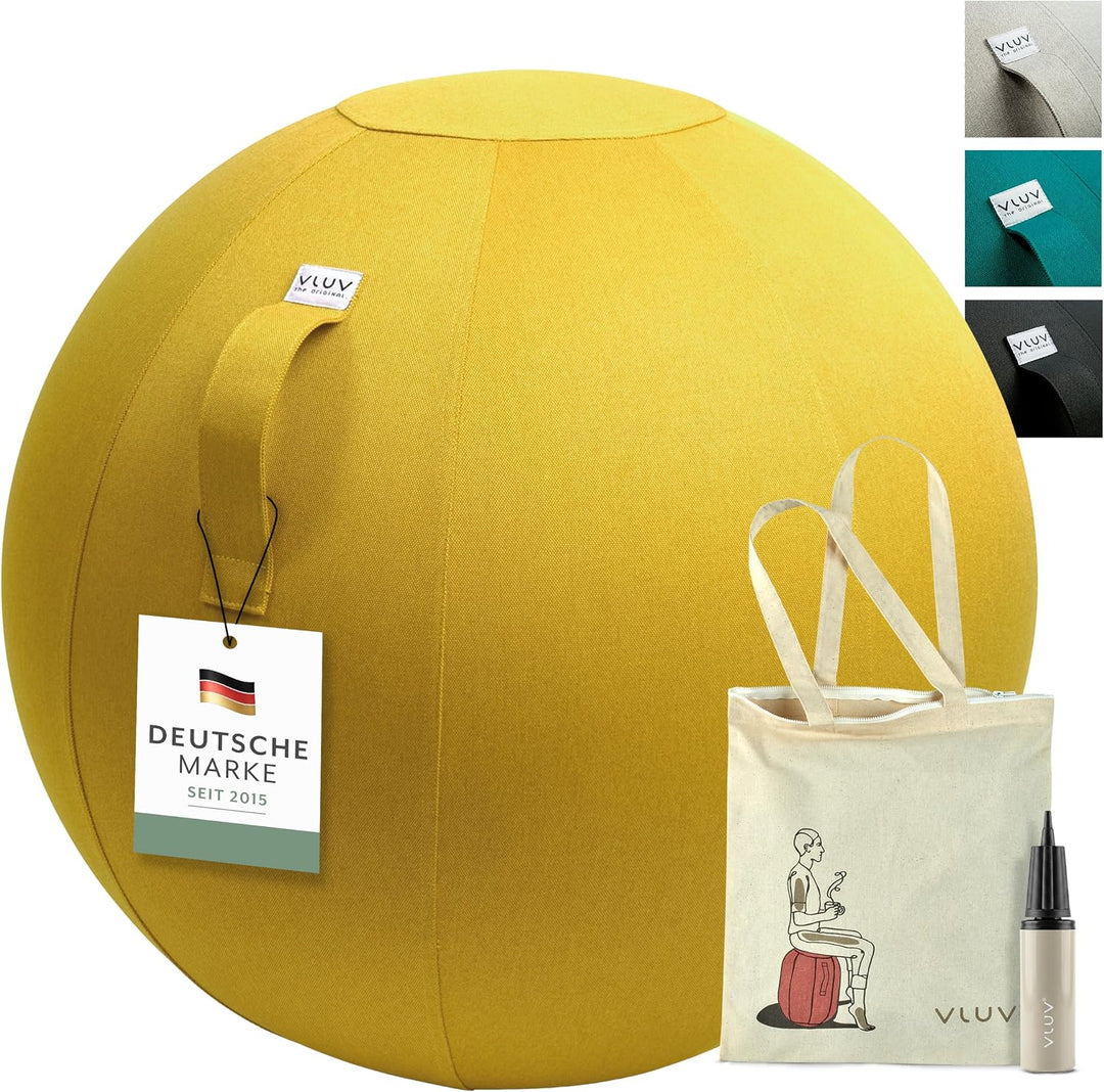 VLUV LEIV Stoff-Sitzball 60cm - 65cm Mustard, 60cm - 65cm Mustard