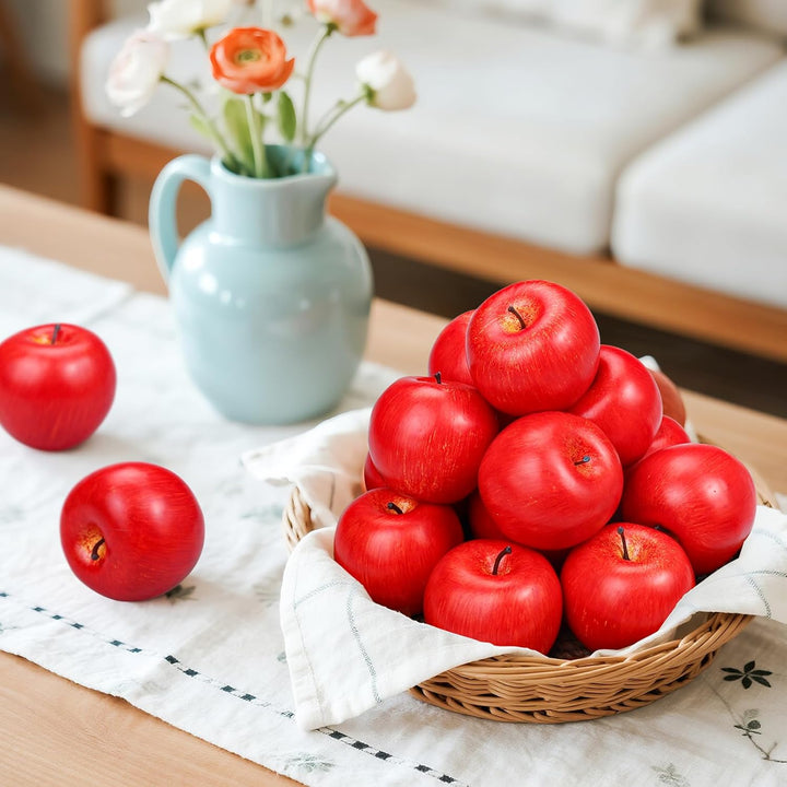 Lorigun 20 Pcs Fake Äpfel künstliche Früchte Faux rote Äpfel für Haus Dekoration Weihnachten Party l