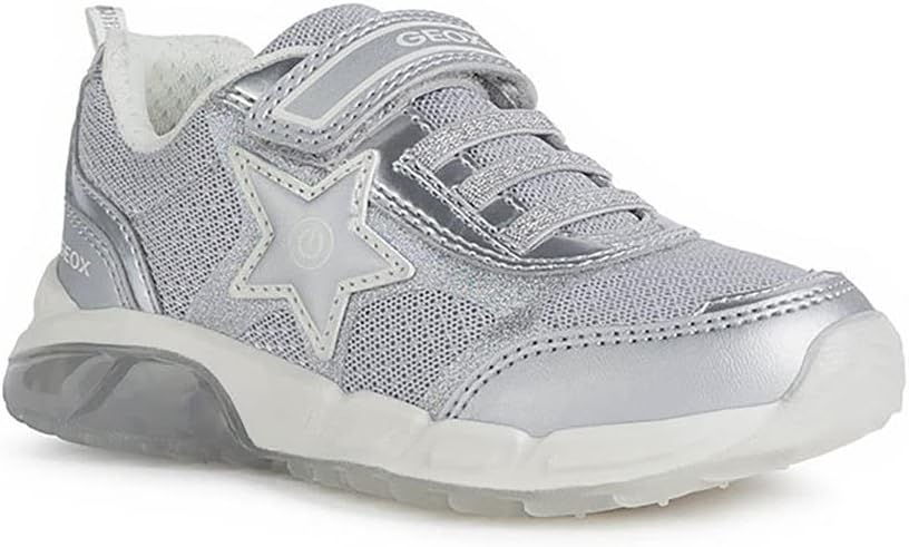 Geox Mädchen J Spaziale Girl A Sneaker 32 EU Silber, 32 EU Silber